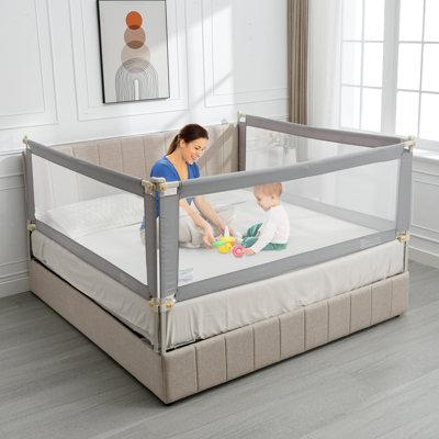 Alane 3 Pieces Baby Bed Rail for Toddlers,  25 Height Levels Adjustable Bed Fence, Foldable 