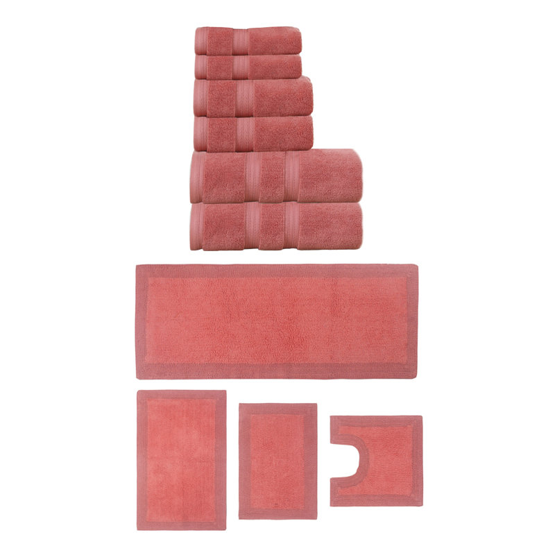 Ensemble de serviettes 6 pièces et de tapis de bain 4 pièces Buariki Collection (10 pièces) réversible (ensemble de 10)