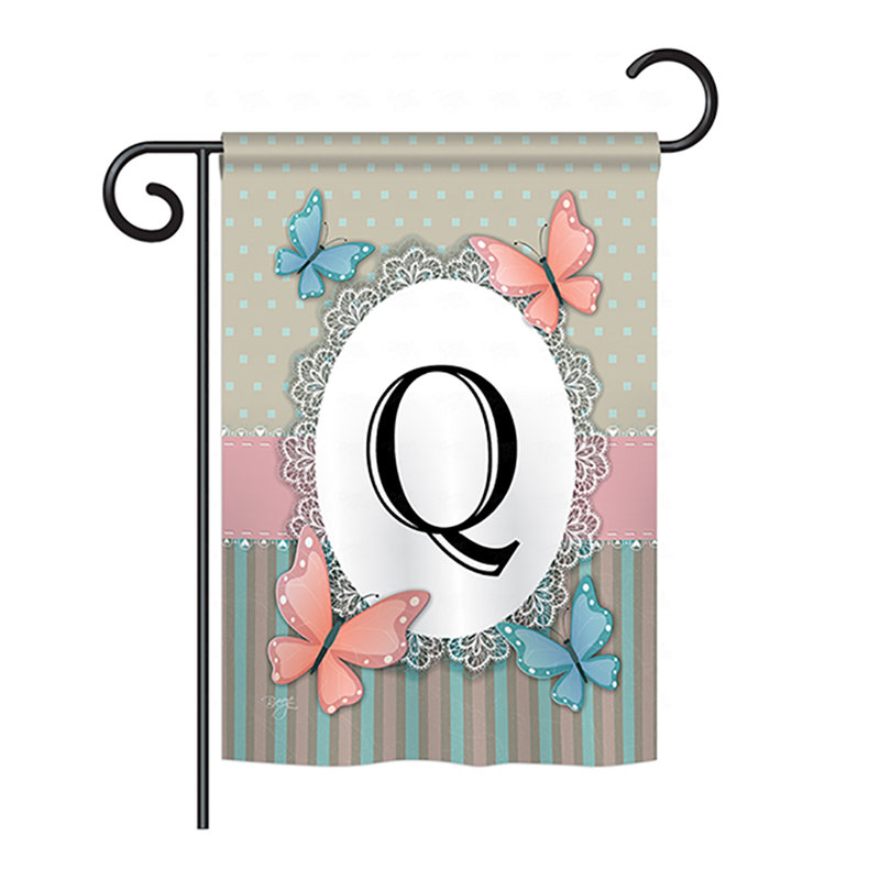 Drapeau de maison / jardin en polyester monogramme à 2 faces Shellman Butterflies, H 18,5 po x l 13 po, Q