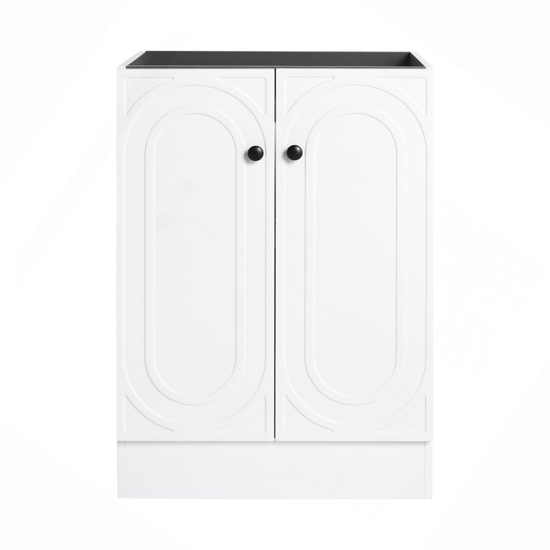 Meuble-lavabo autoportant 24 po et 2 portes d'armoire à fermeture en douceur (emballage KD) - sans le lavabo