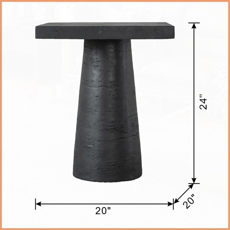 Table basse noire en magnésium 20 po x 20 po x 24 po, plateau carré aux lignes épurées, polyvalente pour le salon / la table de chevet, s'agence à tout décor