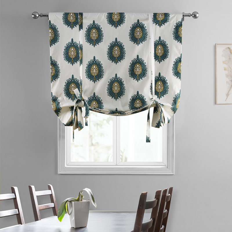 Abat-jour de fenêtre en coton imprimé pour chambre, salon et chambre à coucher, Bleu sarcelle maya