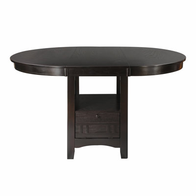 Table de salle à manger 1 pièce à hauteur de comptoir cerisier foncé avec rallonge et base de rangement