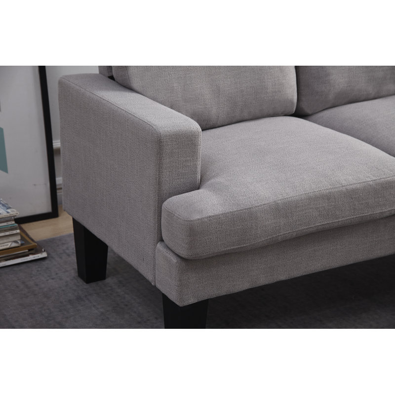 Esmont Upholstered L-Shaped Sectional Reversible, Light Gray Polyester