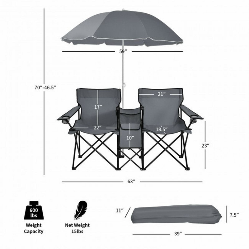 Collington Folding Camping Chair, Gray