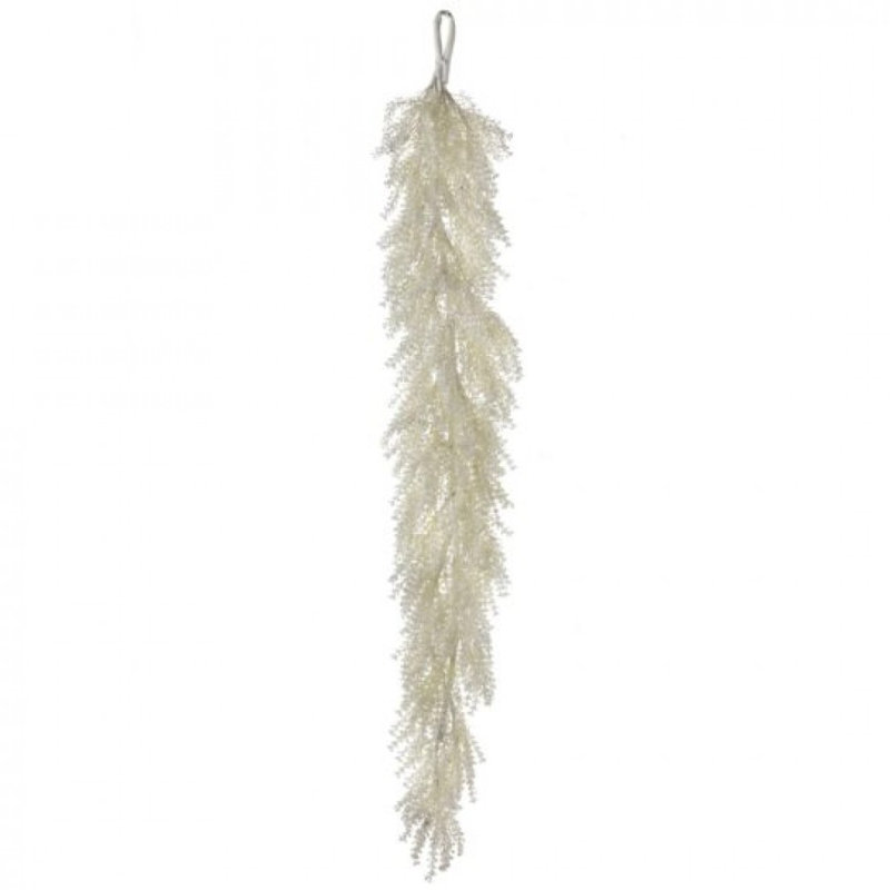 Guirlande blanche à petites feuilles givrées