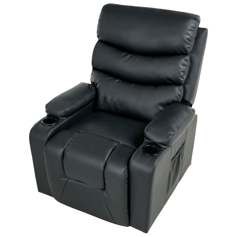 Electric Recliner Chair ETER Faux Leather Black, Black