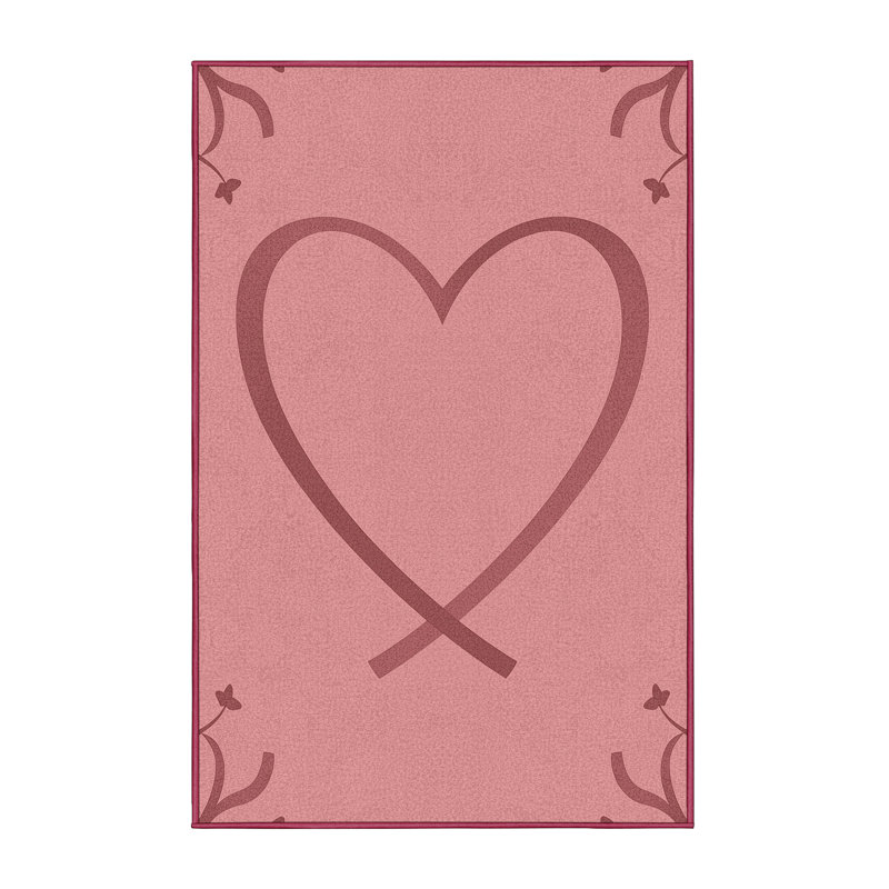 Soft Plush Estrada Valentines Modern & Contemporary Abstract Area Rug in Pink – Rose Binding, 2x3