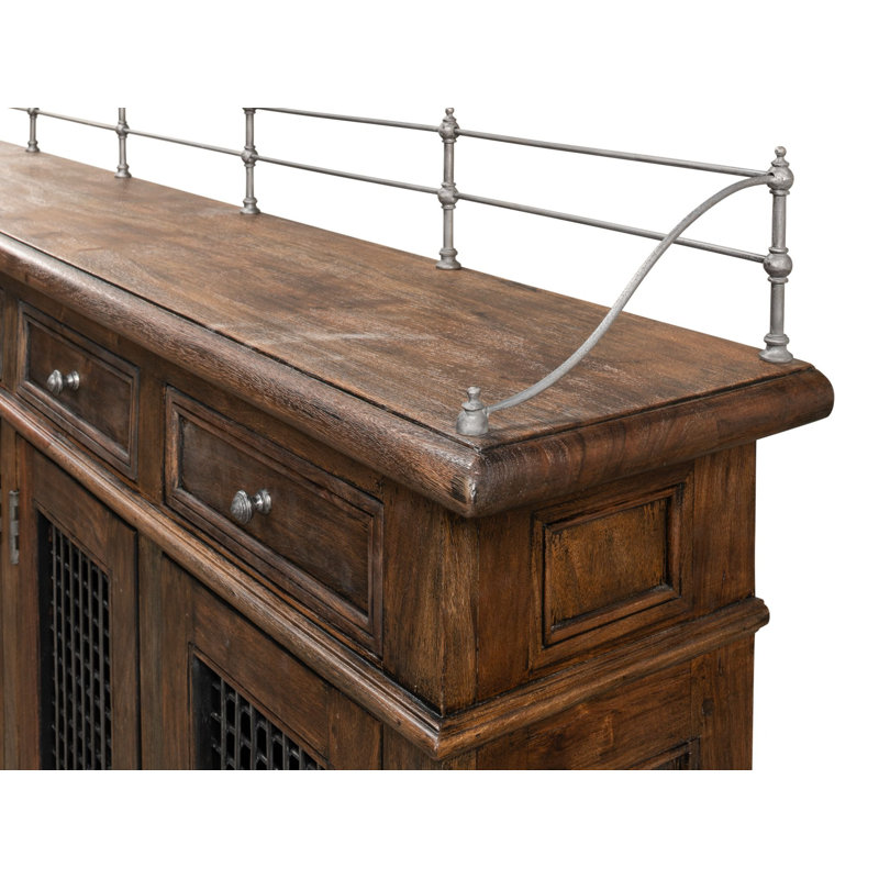 Covent Gardens 96 " W Oak Solid Wood and Iron Sideboard