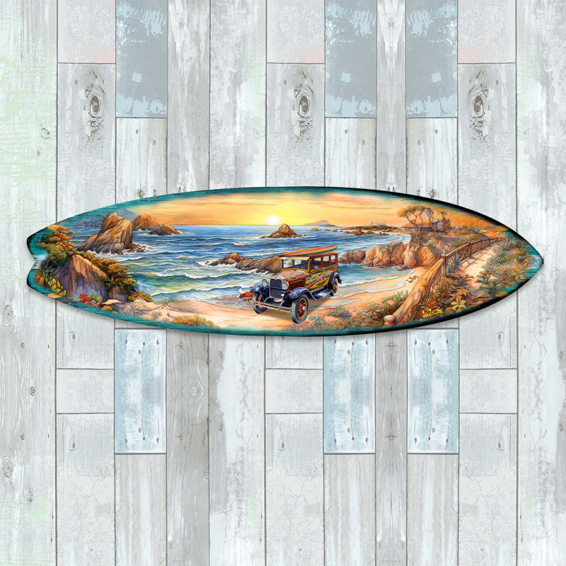Décoration murale planche de surf, H 10 po x l 36 po x P 1 po