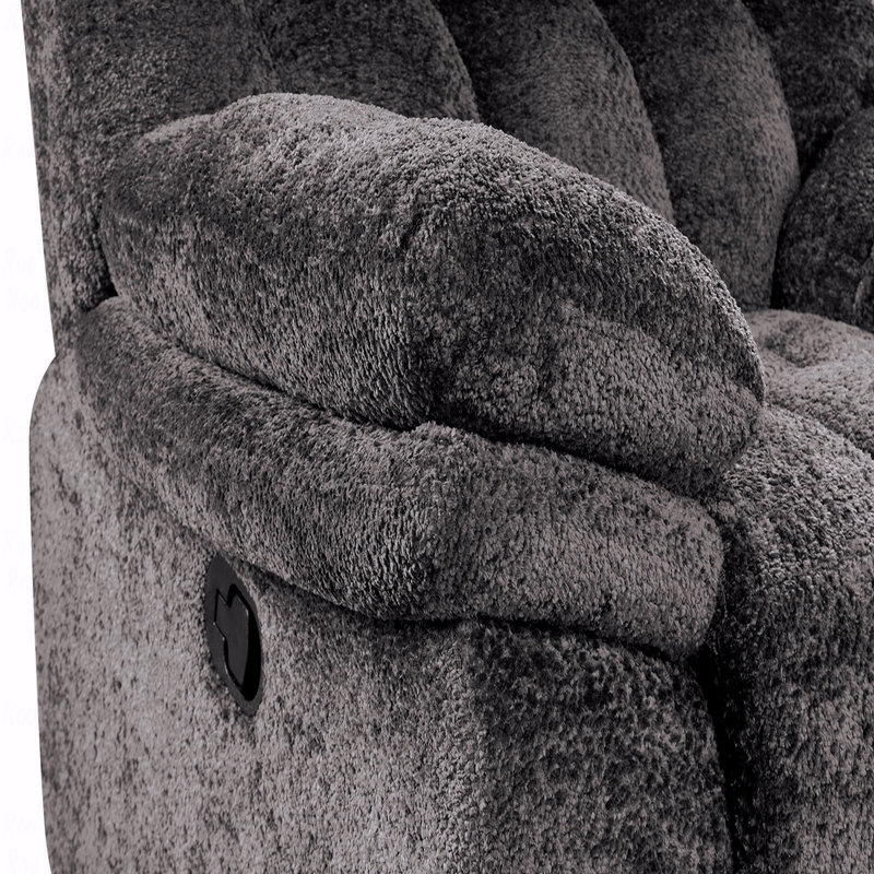 Fauteuil coulissant de style transitionnel avec finition inclinable en gris foncé avec accoudoirs inclinables et haut en mousse pour salon principal