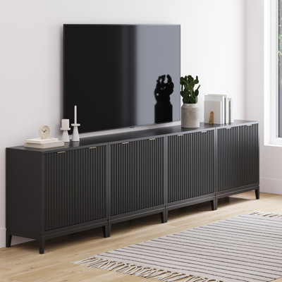 Meuble télé ou armoire d'appoint en bois massif Coggins (ensemble de 4 pièces)