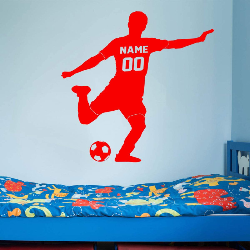 Adhésif décoratif footballeur, H 18 po x l 18 po, Rouge