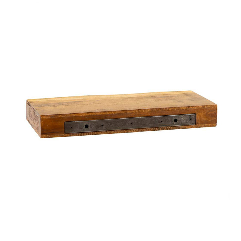 Philip Mango Solid Wood Floating Shelf with Live Edge, 3" H x 24" W x 10" D