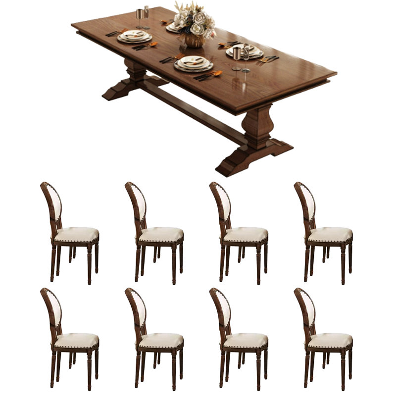 Retro - inspired Dining Table and Chairs, 29.50"H x 78.70"L x 31.40"W