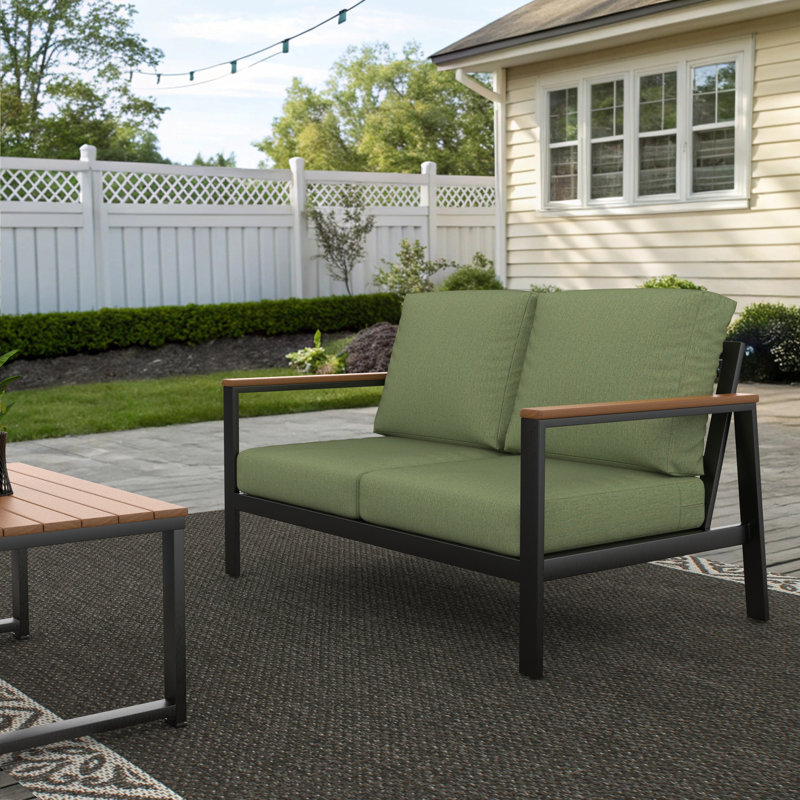 Townsend Loveseat with Sunbrella® Cushion, Sunbrella Calm Laurel, Brown