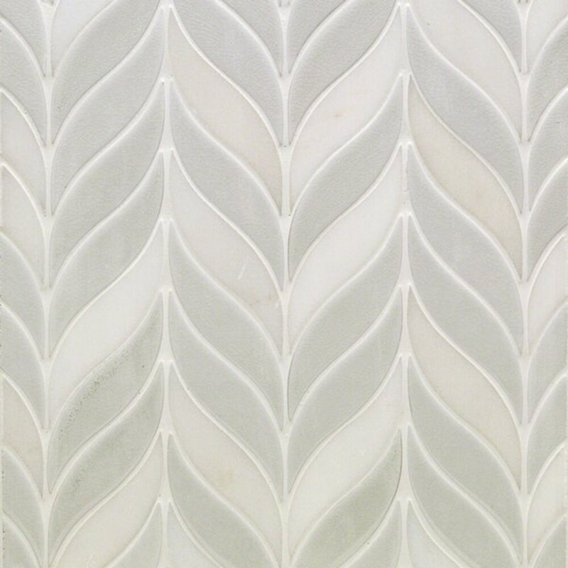 Nabi Sprig 11x12 Crackled Glass Mosaic Tile, Glacier White