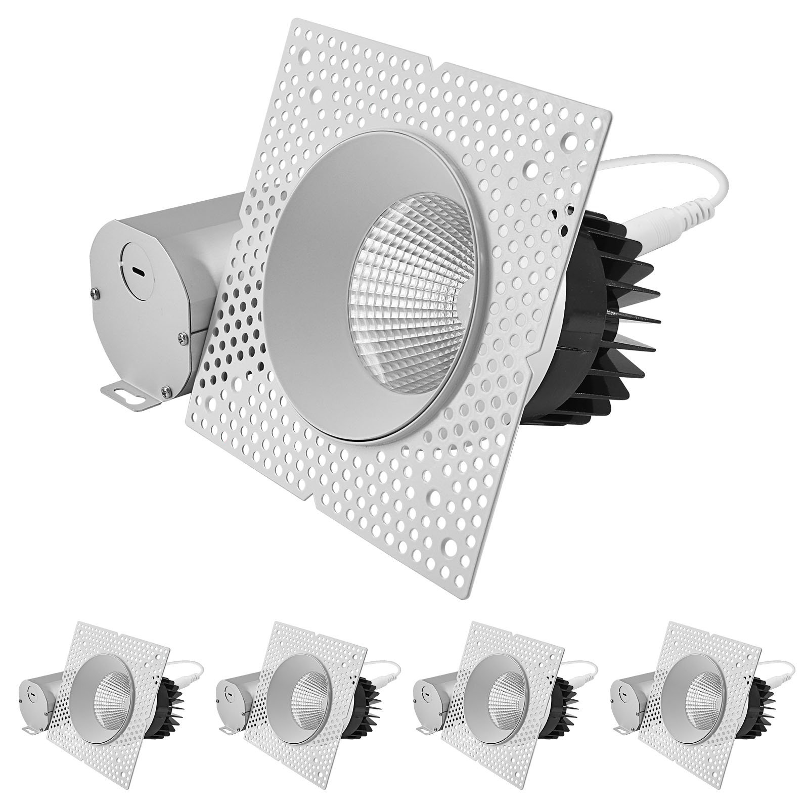 LUXRITE 4-Inch LED Trimless Recessed Spotlight With Nickel Reflector ...