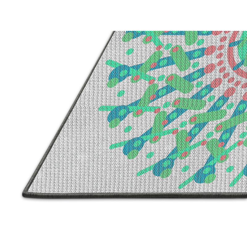 Laine tissée à la main orientale en laine et polyester vert/rouge/gris Tapis décoratif, Rectangle 2 pi x 3 pi