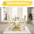 Ethanael Faux Marble Top Metal Base Dining Table-609660212
