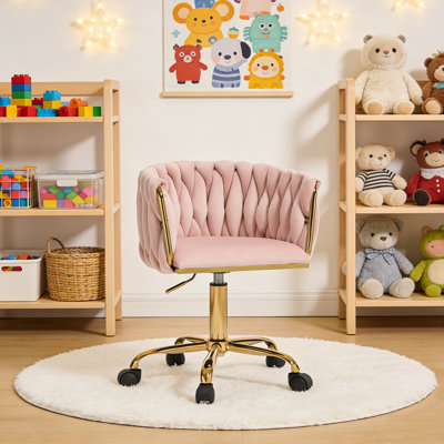 Chaise de bureau pivotante pour enfants rembourrée pour enfants, jolie chaise de lecture réglable avec pieds blancs pour salle de lecture