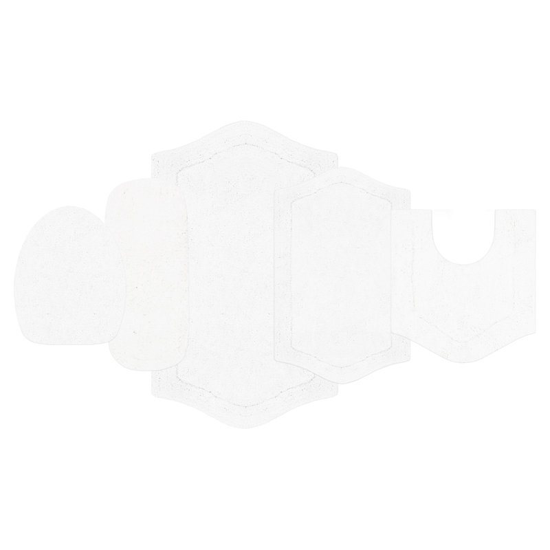 Ensemble de tapis de bain en coton 5 pièces Athyrium, Blanc