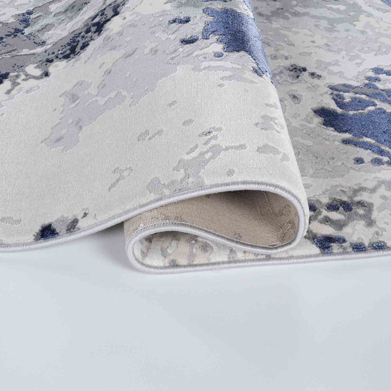 Ayten Abstract Power Loom Navy Area Rug, Rectangle 200 x 290cm