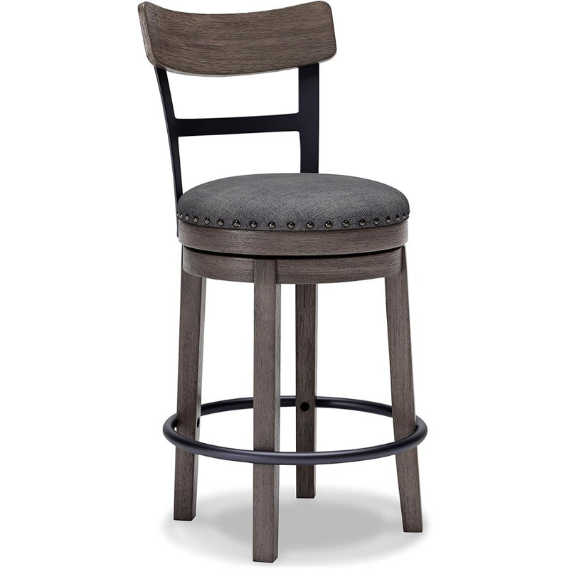 Tabouret de bar pivotant à hauteur de comptoir, chaise de cuisine grise moderne