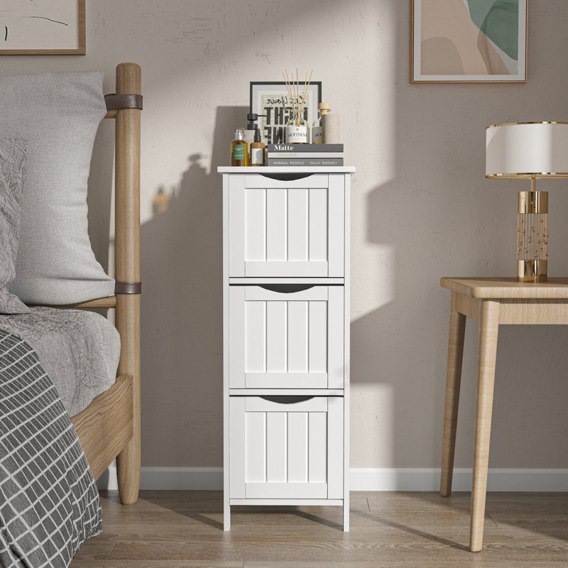 White MDF Freestanding Bathroom Cabinet with 3 Drawers