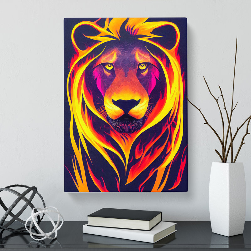 Lion Flame - Wrapped Canvas, 50cm H x 35cm W x 3cm D