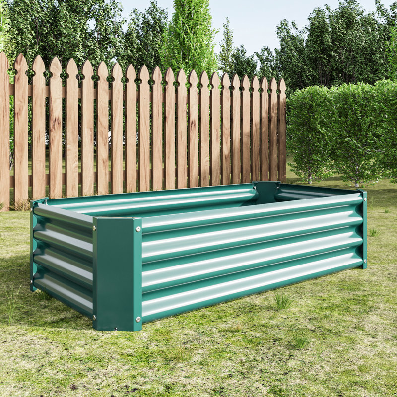 Lit rectangulaire en métal surélevé pour légumes, plantes, herbes de rouille, assemblage facile, preuve, Vert