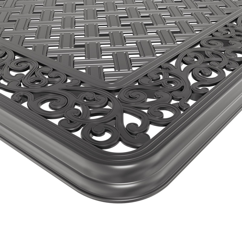 Table de salle à manger en aluminium coulé avec cadre noir et trou pour parasol L59,05 * l 35,43 po