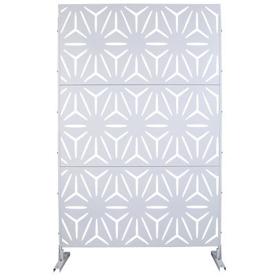 Outdoor & Indoor Privacy Screen Metal Privacy Screen 76" H×48" W, Freestanding Decorative Privacy Screen for Deck Balcony Patio, Privacy Fence Panels for Outside Lawn Garden PS104 WHITE
