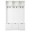 Arbre d'entrée 5-en-1 avec banc, rangement pour chaussures et 3 armoires ouvertes, style maison de campagne avec portes cannelées ultrabrillantes pour entrées organisées