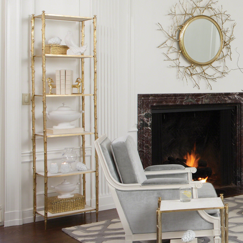 Arbor Etagere, Brass/White Marble