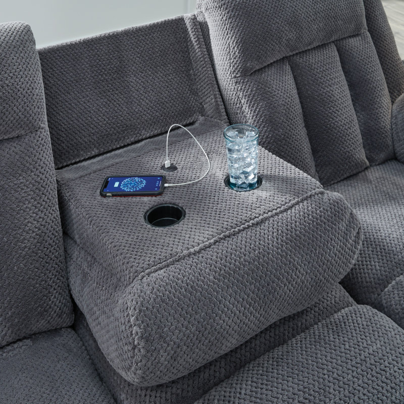 Power Reclining Sofa With Drop Down Table