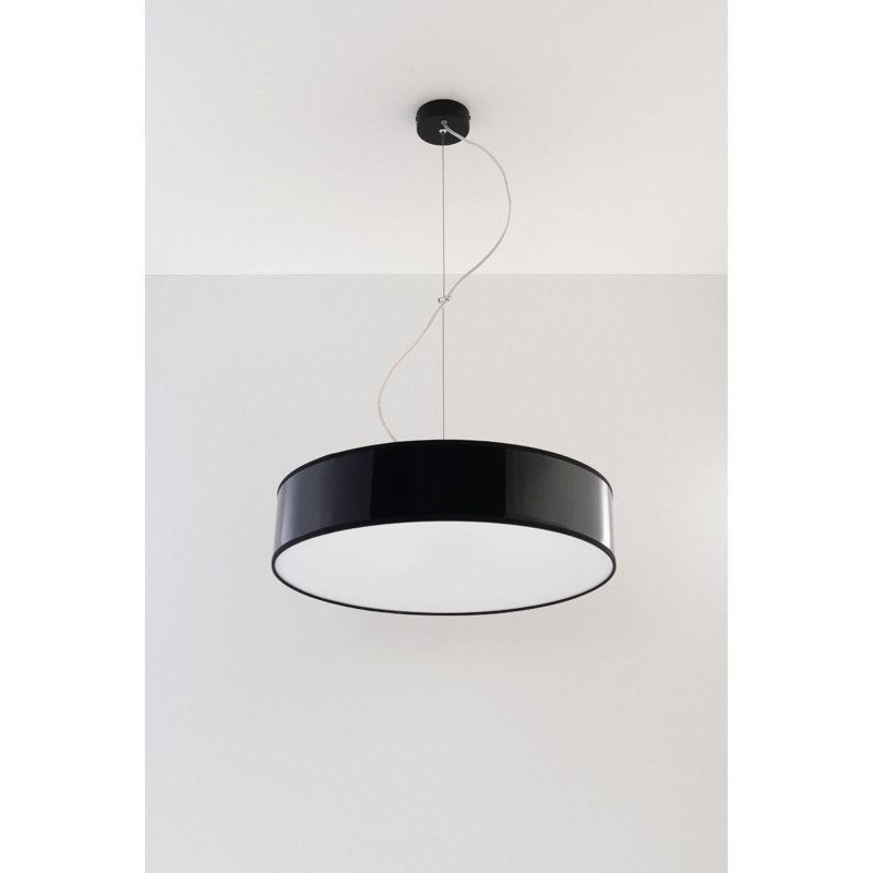 Brescia 3 - Light White Drum Pendant, Black