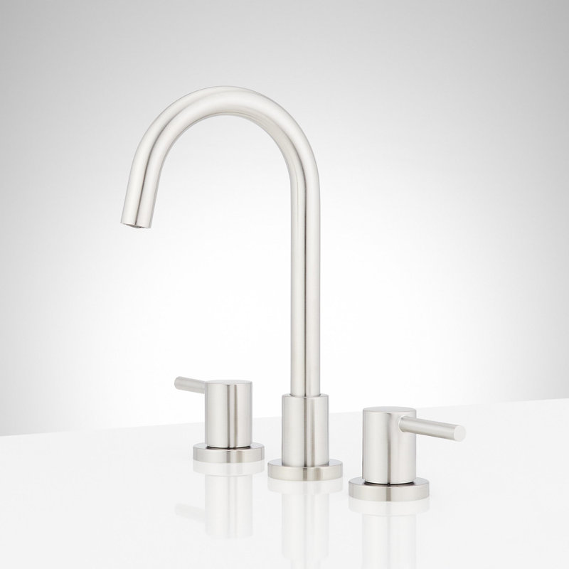 Lexia 1.2 GPM Widespread Gooseneck Bathroom Faucet, Brushed Nickel
