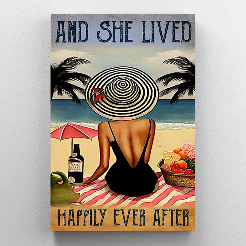Fille assise sur la plage «Happily Ever After», H 20 po x l 16 po x P 1,25 po