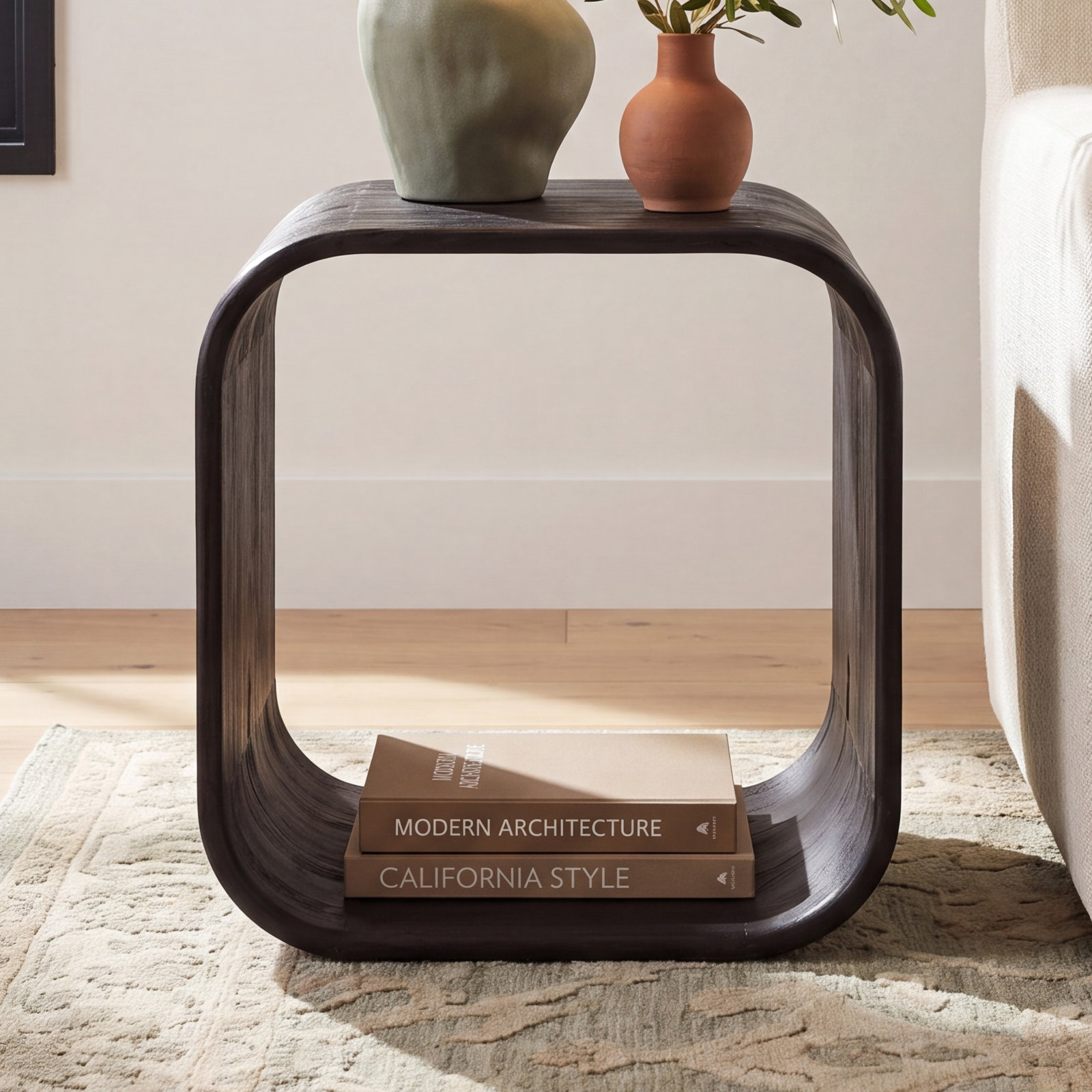 Abalone Side Table Dark Brown