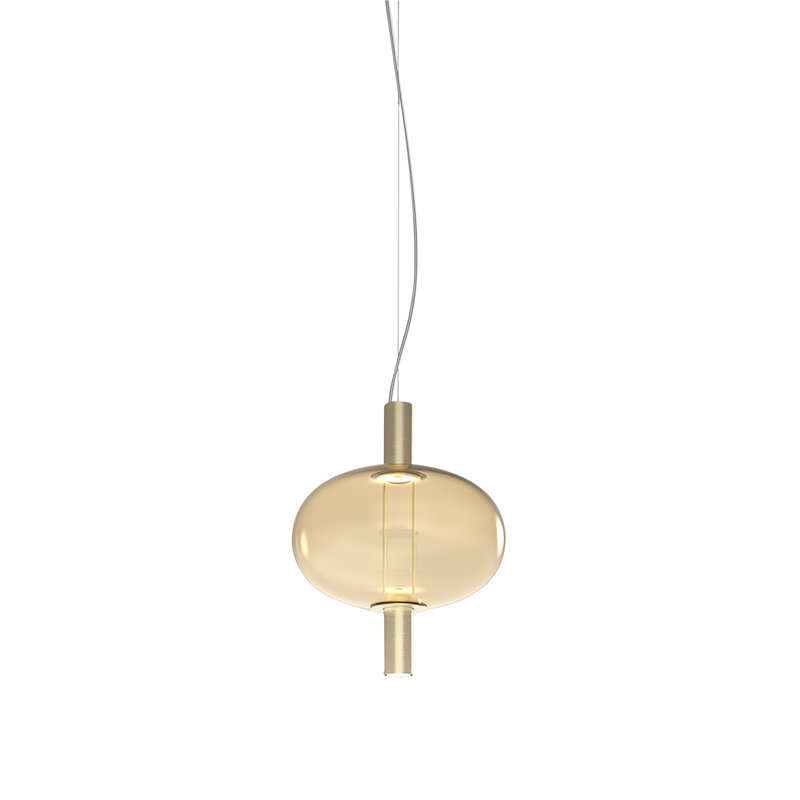 Riflesso Suspension 2L1 Amber Transparent Matt Gold 3 L2221 Ul, Amber Transparent, Matte Gold, 2700 Kelvins