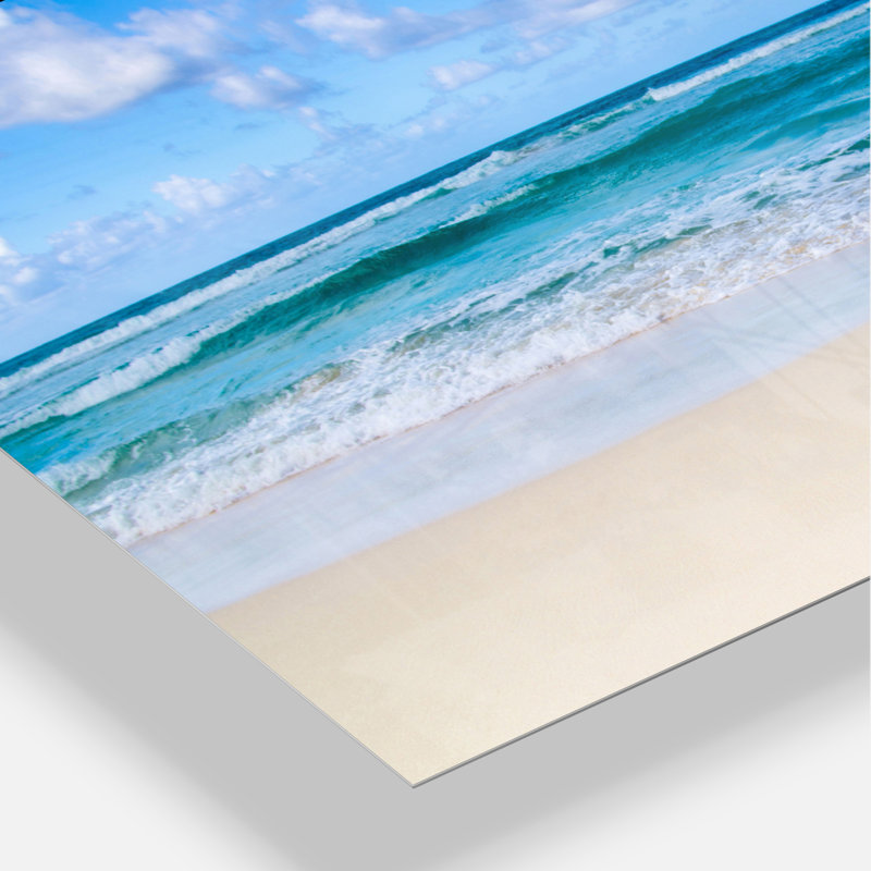 Serene Blue Tropical Beach - Photographie sur toile tendue, H 12 po x l 20 po x P 1 po, Métal métal