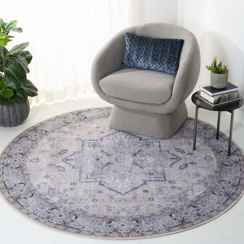 Pashen Performance Machine Washable Oriental Rug, Round 6'