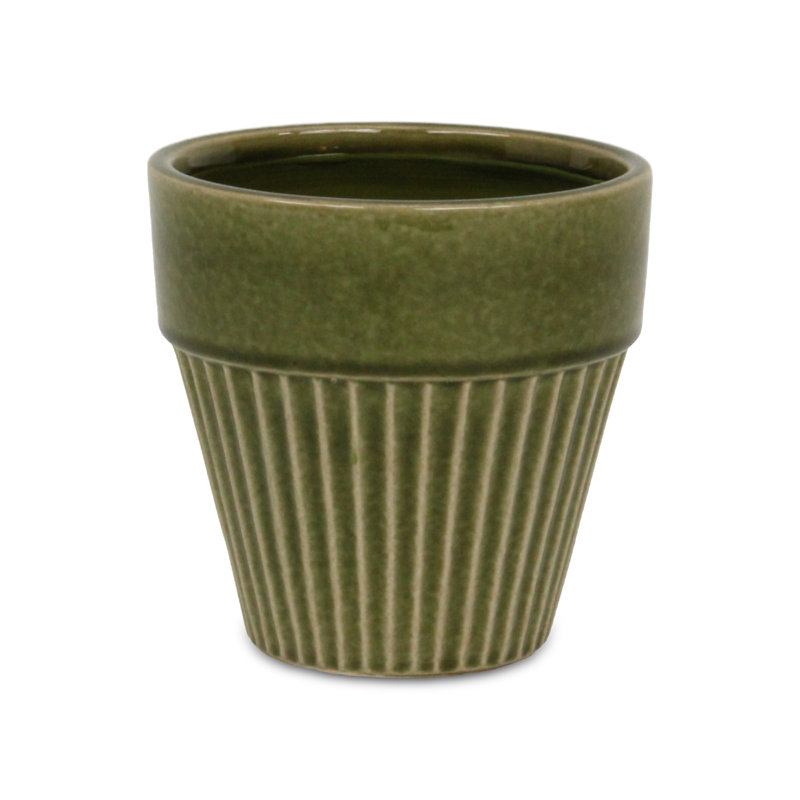 Lutton Handmade Ceramic Pot Planter, 6" H x 6" W x 6" D, Green