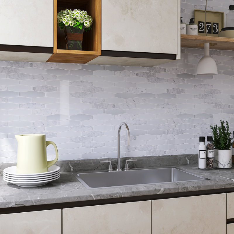 Fusion 12'' X 12.5''  Mosaic Wall Tile , White