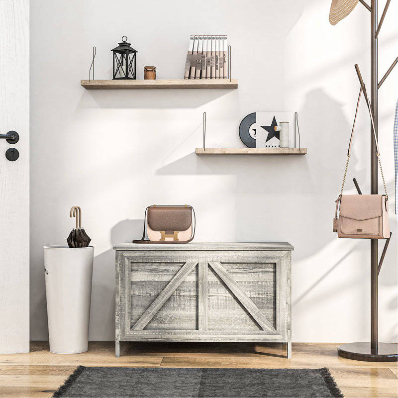 Boîte de rangement de 30 po avec beaucoup d'espace - grain de bois gris pour la chambre à coucher, l'espace de vie, la charnière de l'entrée et la pièce