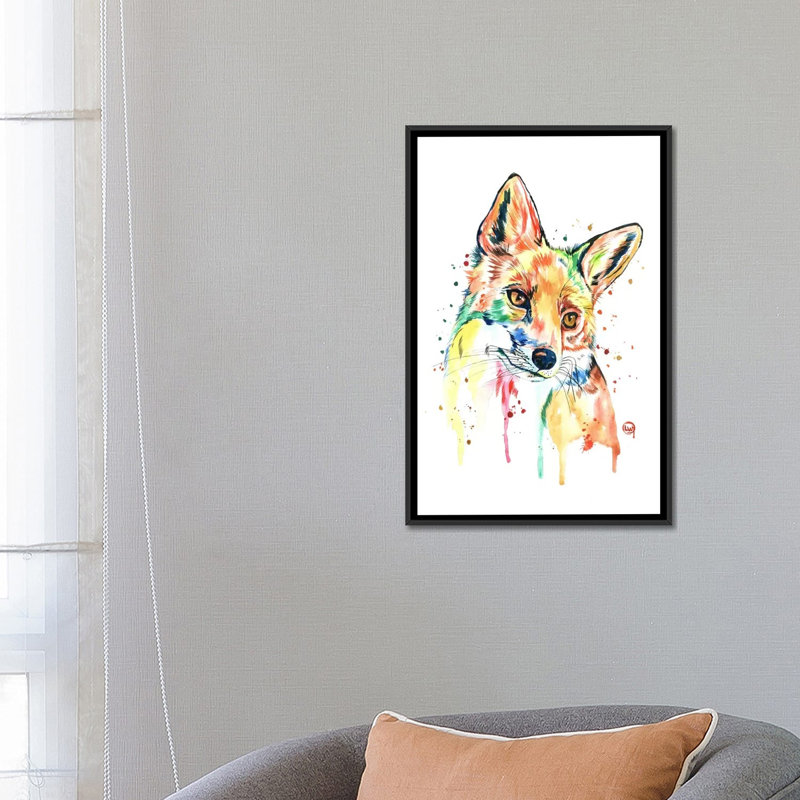 « fantaisie », impression sur toile tendue, H 26 po x l 18 po x P 1,5 po, Toile avec cadre noir, Pas de tapis