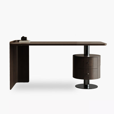 Bureau de direction moderne avec tiroir cylindrique et base asymétrique