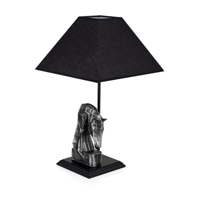 Élégante lampe de table noire, corps en métal, 11,8 po de diamètre x 18,5 po de hauteur | Capuchon en tissu, douille E27, 40 W maximum | Design moderne pour la maison et le bureau | Solution d'éclairage élégante pour tout décor de pièce