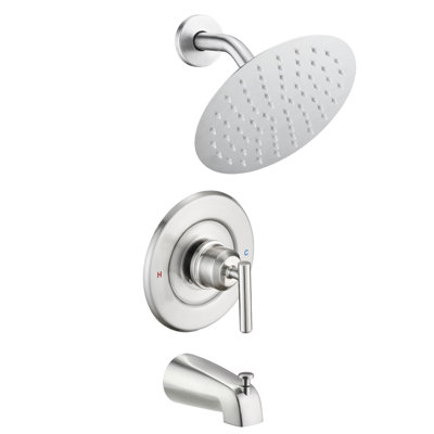 Remplacement de l'ensemble de garniture de robinet de douche Moen, pomme de douche à pluie haute pression 8 po, bec de baignoire avec poignée de douche